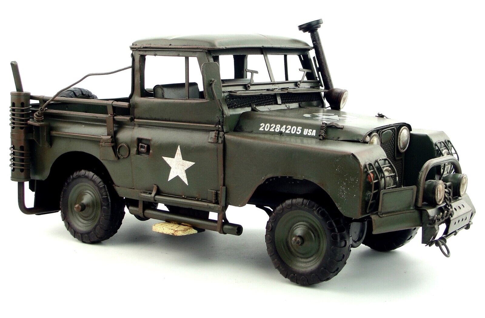 38cm Handmade Antique Land Rover Wii Usa Jeep Tin Metal Reproduction Model