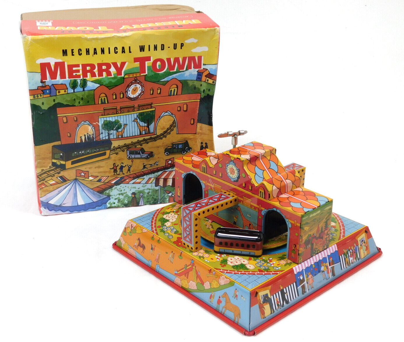 Used Ha Ha Toy Ms628 Mechanical Wind-up Merry Town W/box