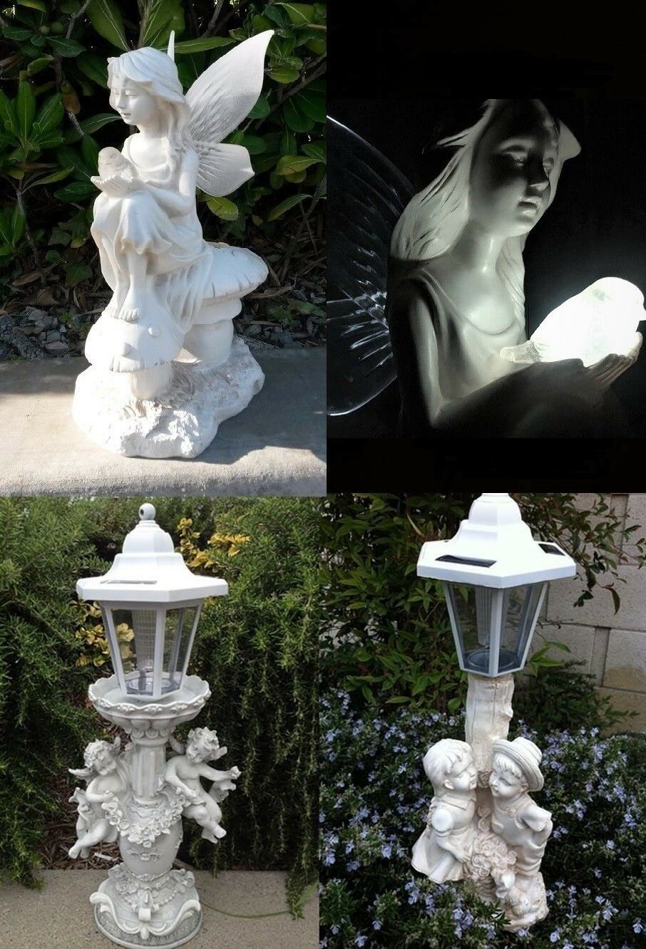 Outdoor Garden Decor Solar Fairy Angel/cherub Statue Sculpture Light Led