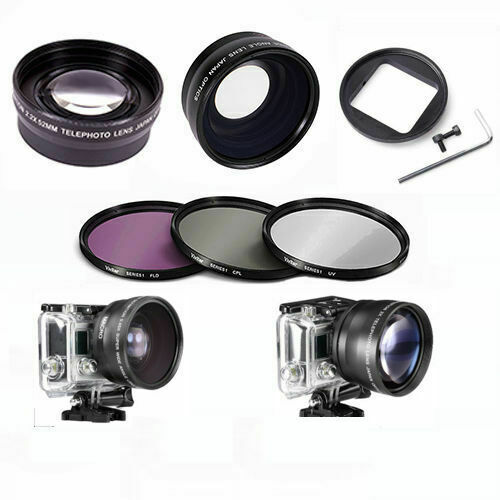 Gopro Hero5 Black Wide Angle Lens+telephoto Zoom Lens + Filter Kit Adaptor Inc
