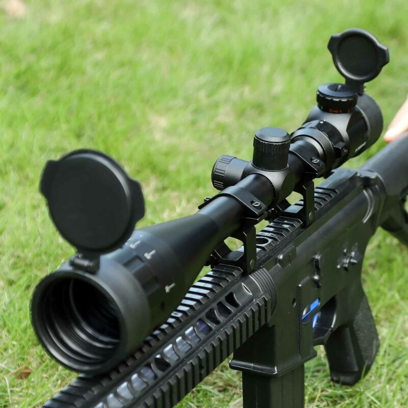 Pinty 6-24x50 Sniper Rifle Scope Hunting Rangefinder Red Green Reticle + Mount