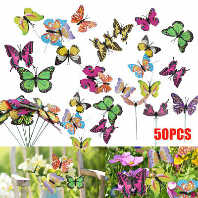 50pcs Butterfly Dragonfly Stakes Outdoor Yard Plant Flower Bed Pot Garden Decor