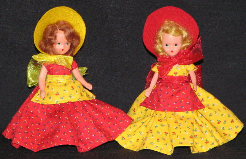 Doll Lotof Two 7" Nancy Ann Large Bisque Dolls Matching Pair Very Nice! 1930's
