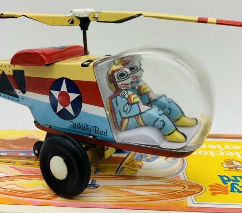 Schylling Tin Toy Whirlybird Collector Series Friction Helicopter W/box Vtg 10”