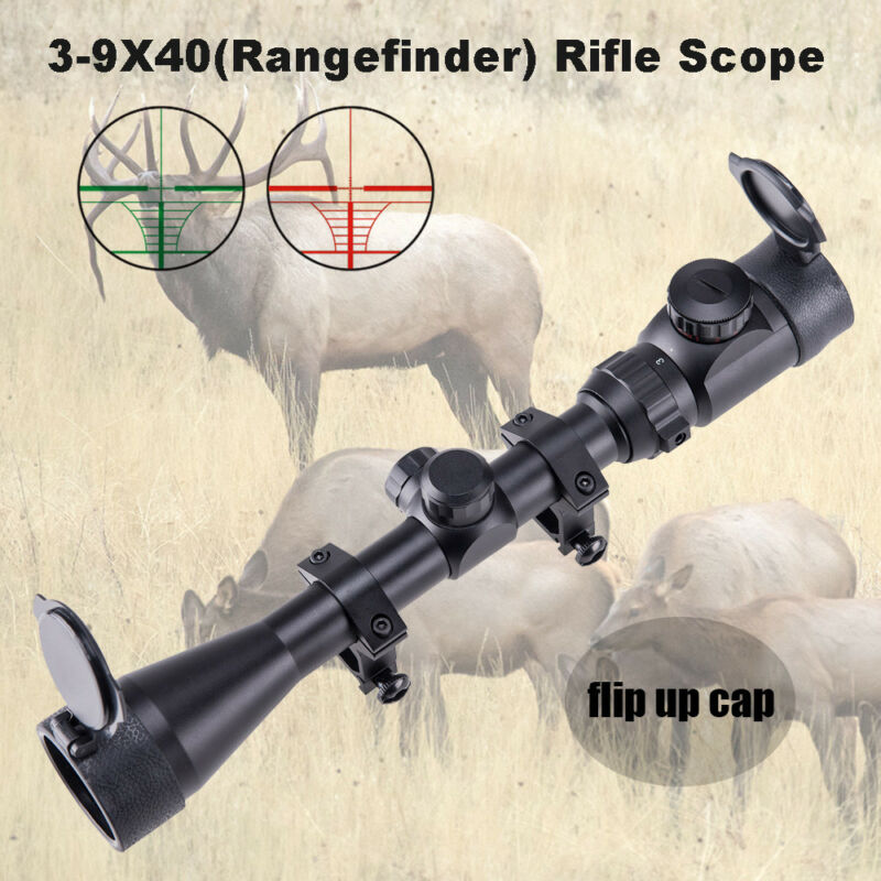Pinty 3-9x40 Mm Rangefinder Mil-dot Reticle Illuminated Riflescope W/ Mount Hunt