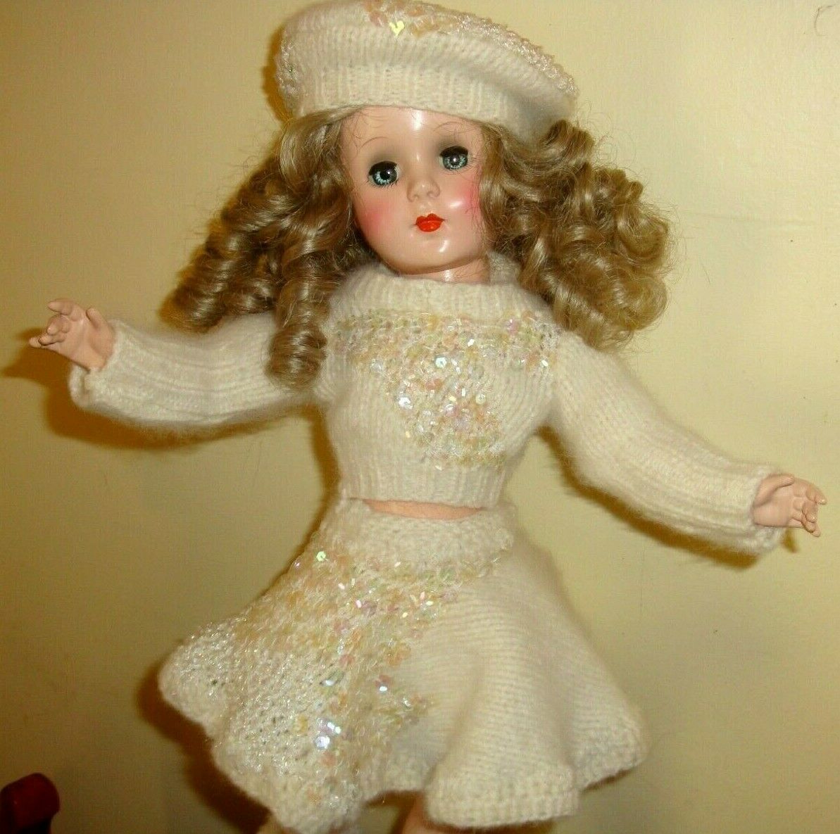 Nancy Ann Style Show Doll 1950s Vintage 18" In Ooak Handmade Skating Outfit